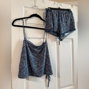 Victoria's Secret Blue Floral Print Cami & Shorts Set